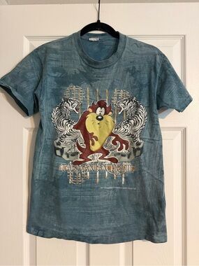 RARE 🔥 Looney Tunes 1999 Vintage Grail Tasmanian Devil Tigers Glitter Tee
